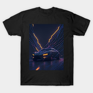 Dark Neon City Sports Car T-Shirt